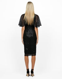 Maci cape sleeve sequin midi