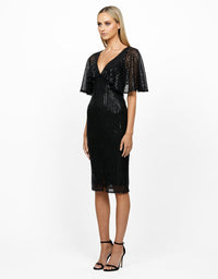 Maci cape sleeve sequin midi