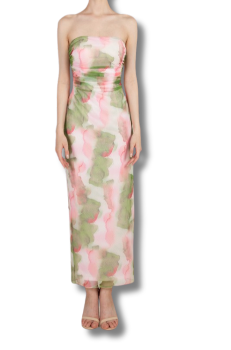 Watercolour strapless dress
