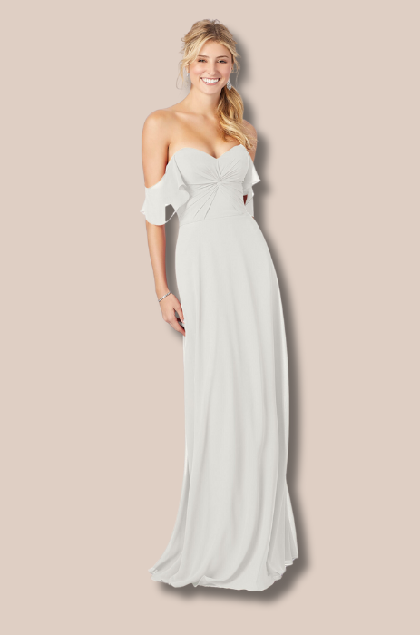 Chiffon dress with ruched sweetheart neckline