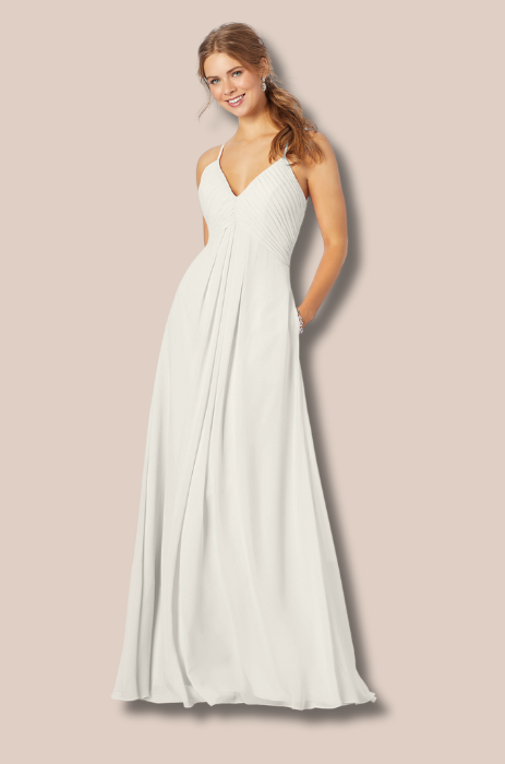 Chiffon dress with keyhole back and pleated bust