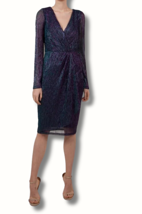 Shimmer thread long sleeve party dress