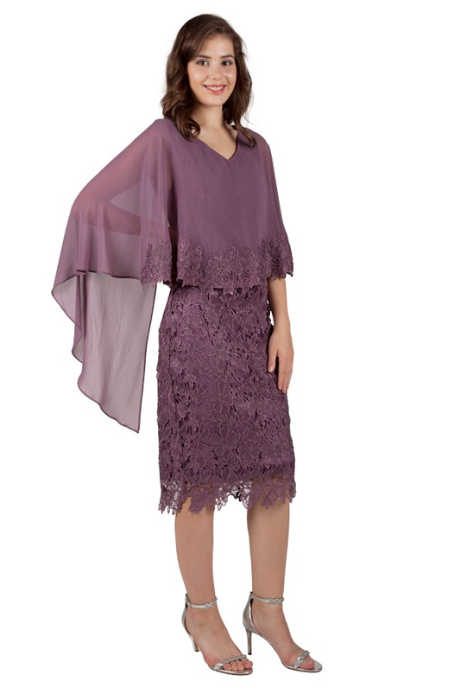 Lace dress with chiffon overlay