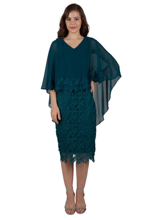 Lace dress with chiffon overlay