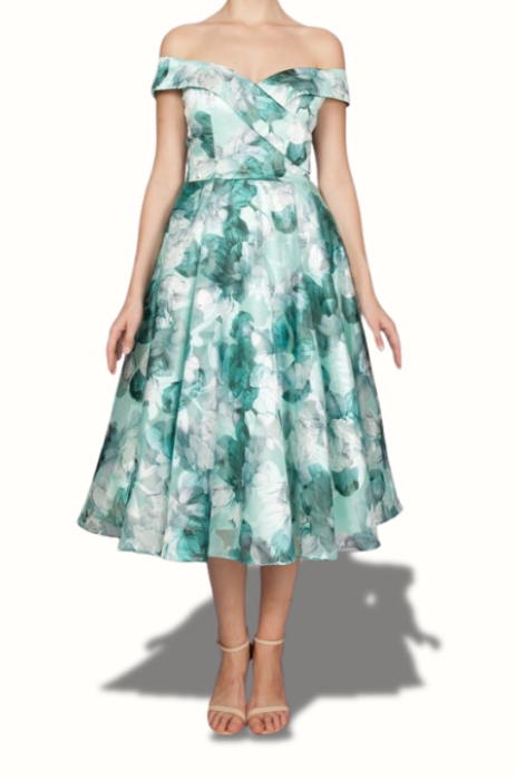 Floral sweetheart full skirt dress