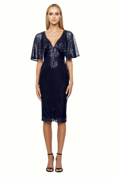Maci cape sleeve sequin midi