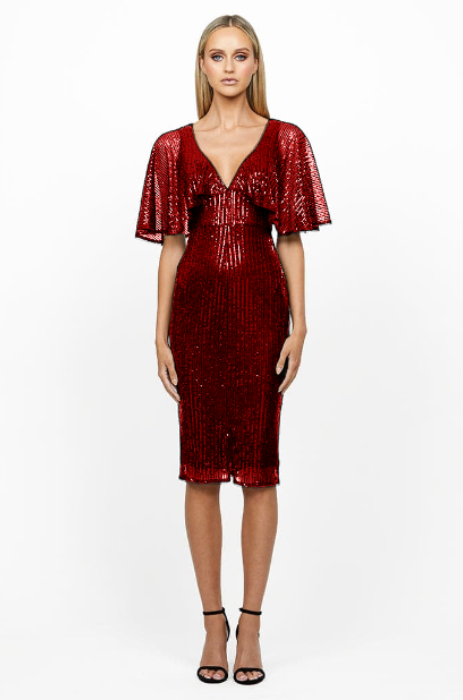 Maci cape sleeve sequin midi