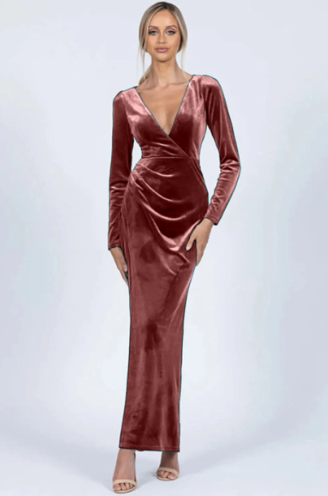 Isla long sleeve velvet maxi