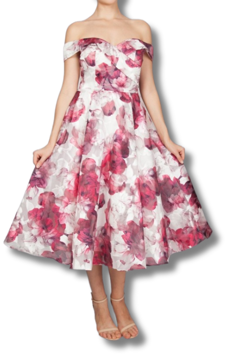 Floral sweetheart full skirt dress
