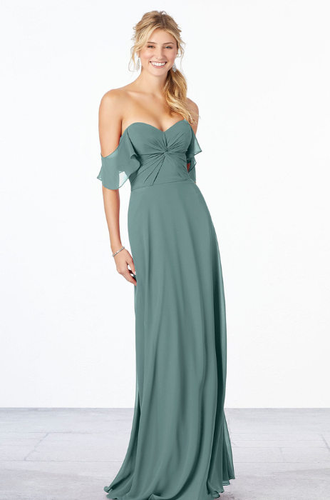 Chiffon ruched bodice dress