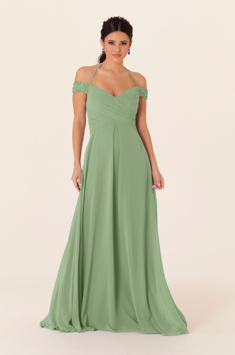 Tied halter chiffon bridesmaid dress