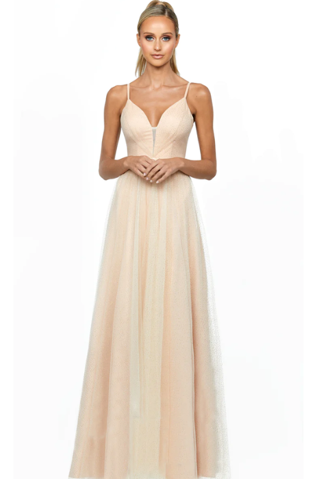 Bariano Blackthorn open back glitter tulle ball gown
