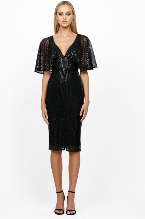 Maci cape sleeve sequin midi