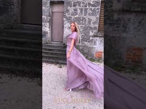 Musk pink flowy sash gown