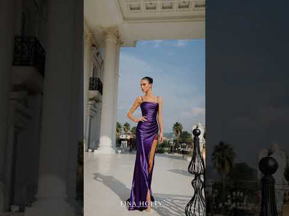 Square neck satin gown