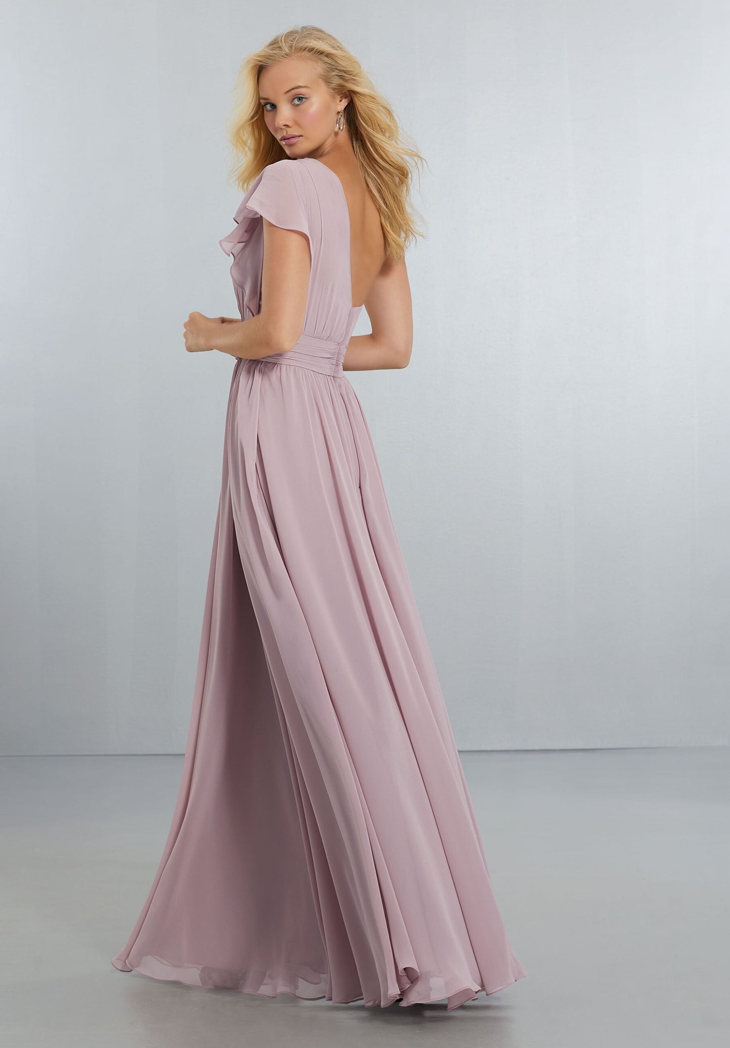 One shoulder chiffon dress by Morilee