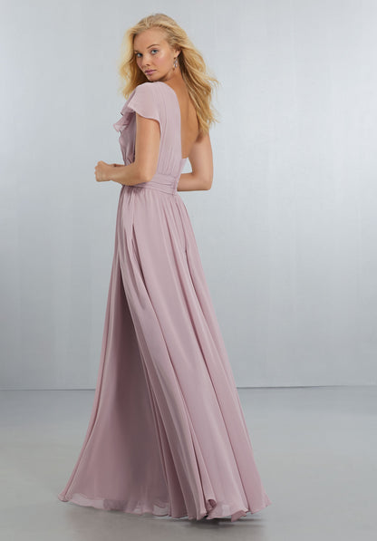 One shoulder chiffon dress by Morilee