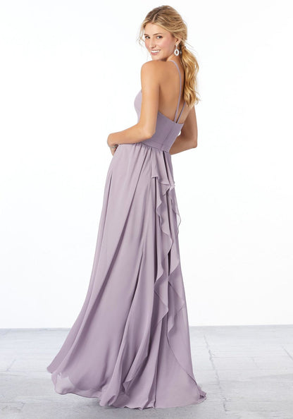 High halter chiffon dress by Morilee