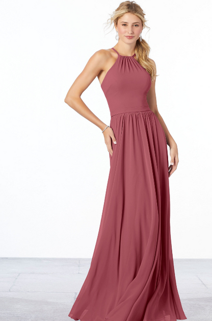 High halter chiffon dress by Morilee