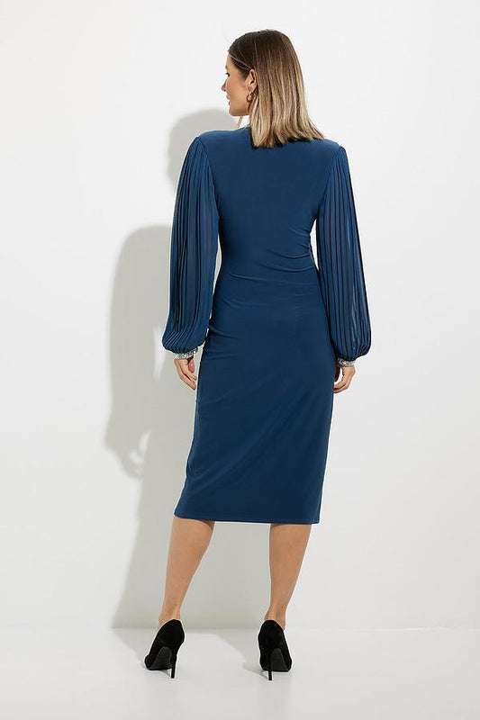 Joseph Ribkoff pleated chiffon sleeve dress