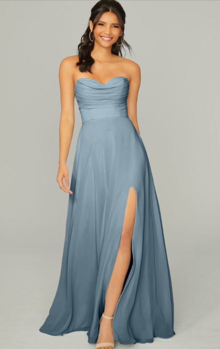 Draped sweetheart neckline chiffon dress