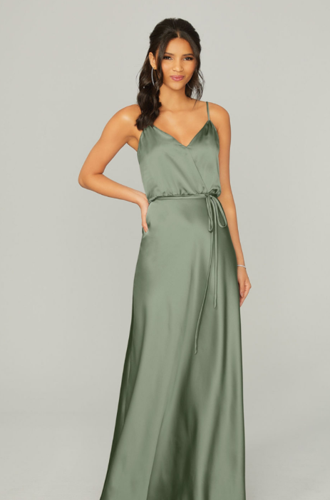Blouson satin bridesmaid dress