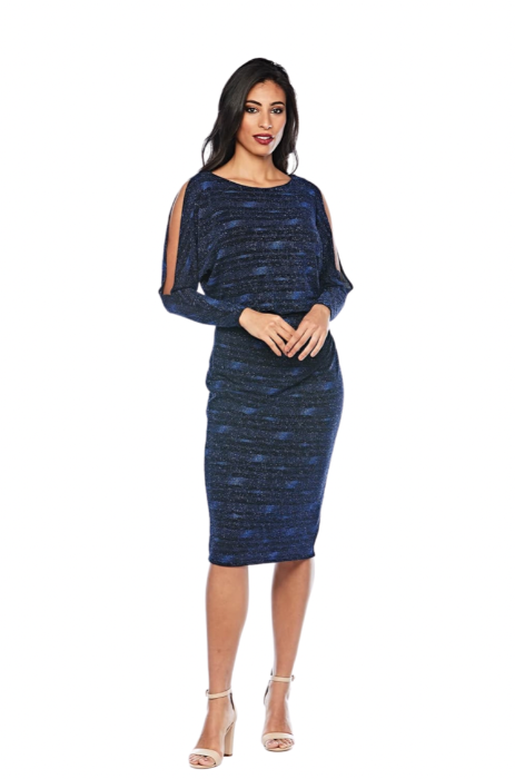 Cold shoulder glitter stretch dress