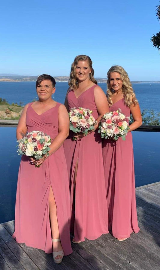 Chiffon dress with side split by Morilee