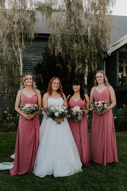Chiffon dress with side split by Morilee