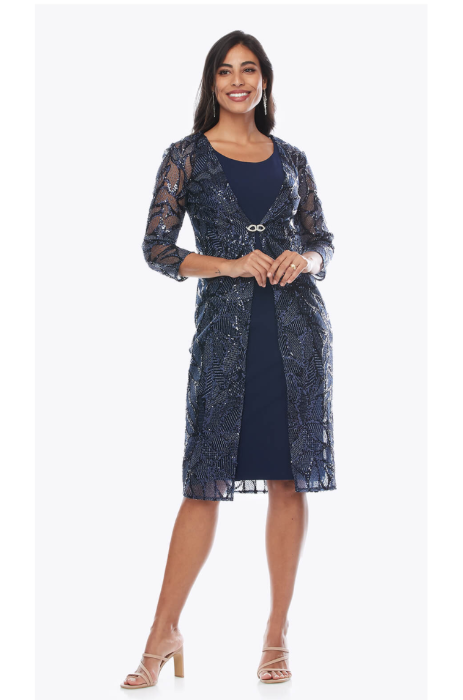 Jesse Harper Sequin lace jacket and jersey dress set